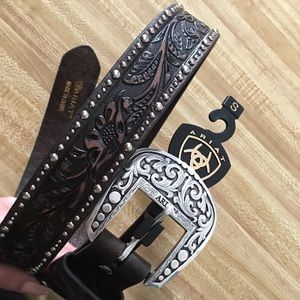 Ariat Tooled & Studded Leather Belt